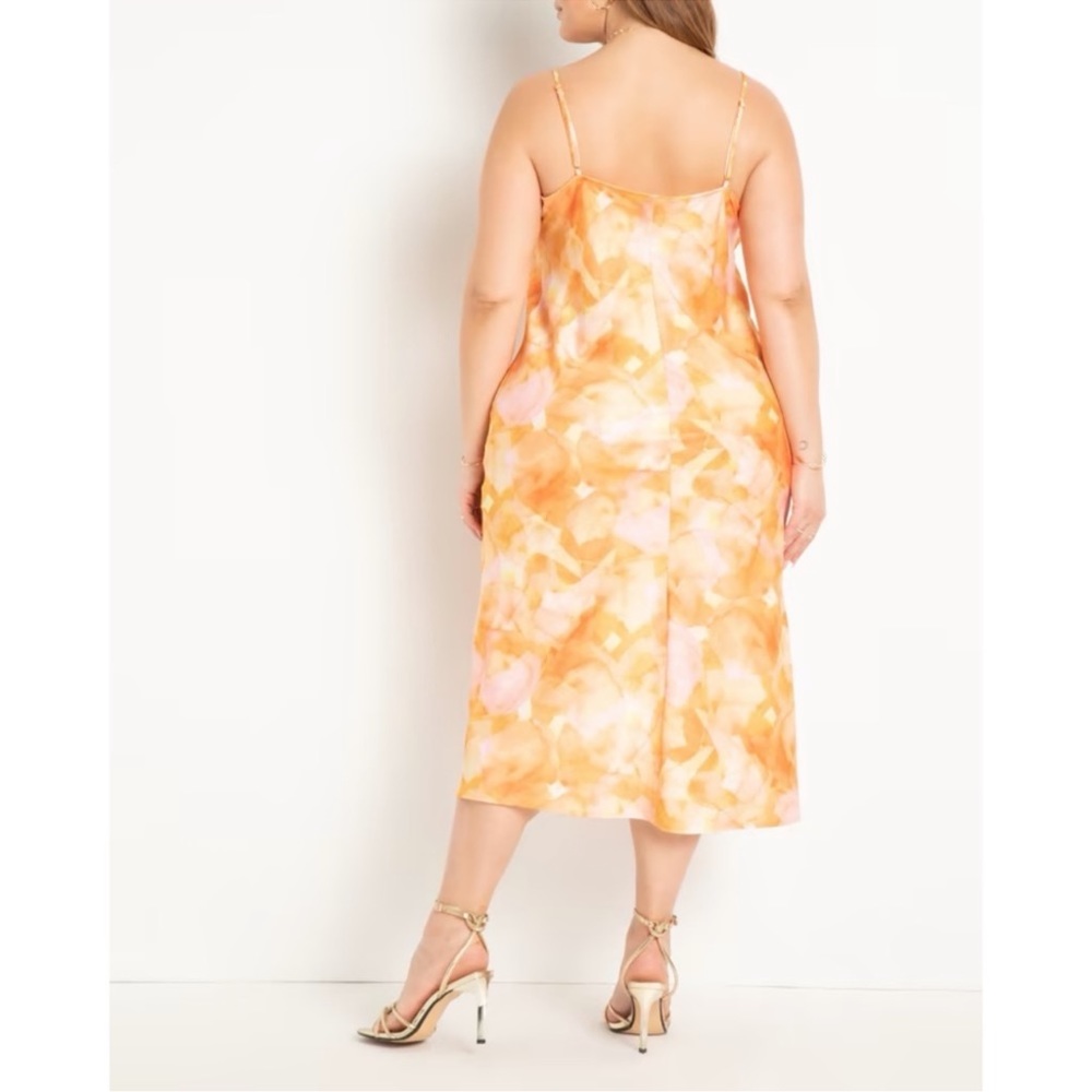 Eloquii Orange and Pink Midi Dress - Picture 3 of 9
